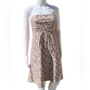 GAP Strapless Floral Dress Built-In Unpadded Bra Beige